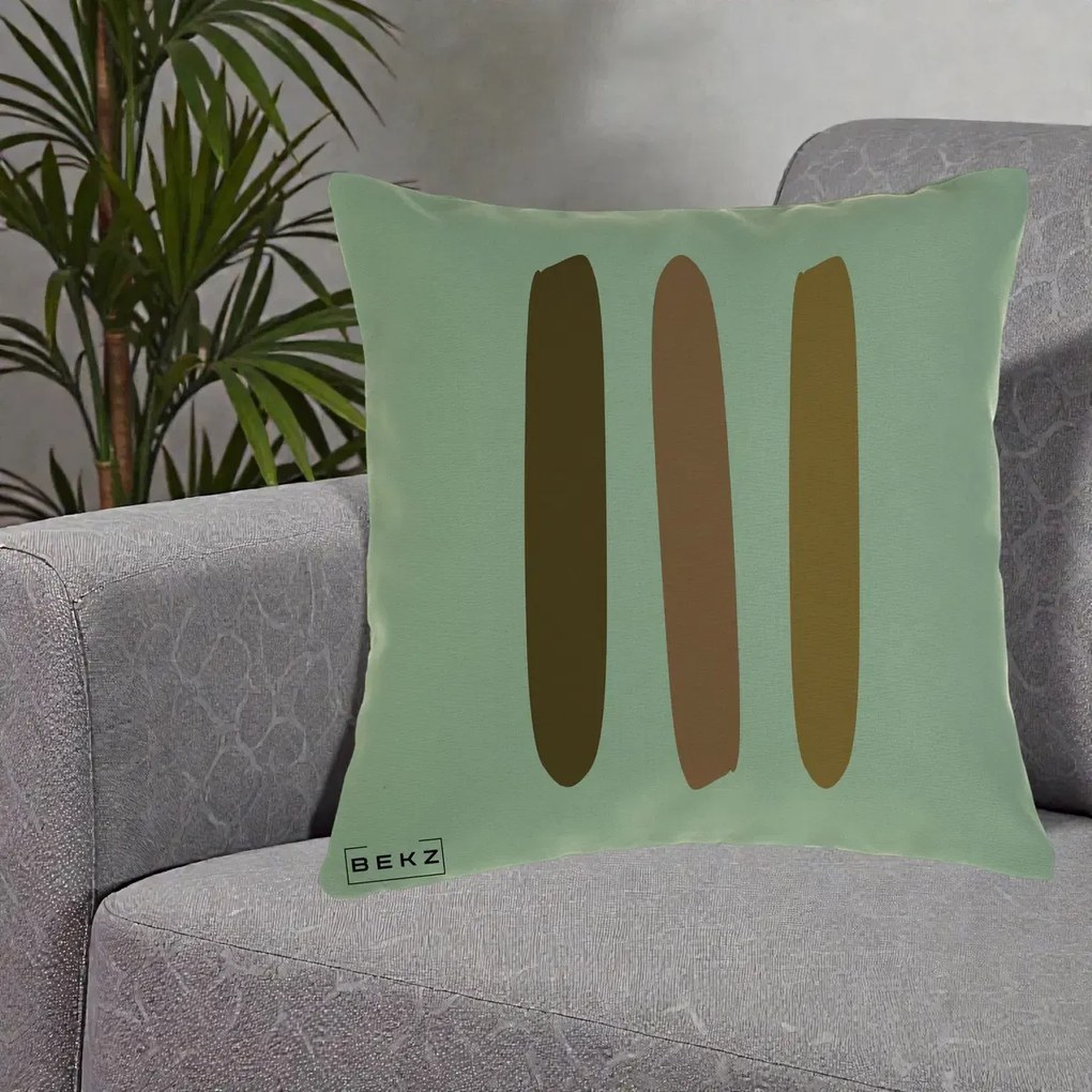 Perna Decorativa Abstract Linii Terracotta, 40x40 cm, Verde, Husa Detasabila, Perna Inclusa, BEKZ®