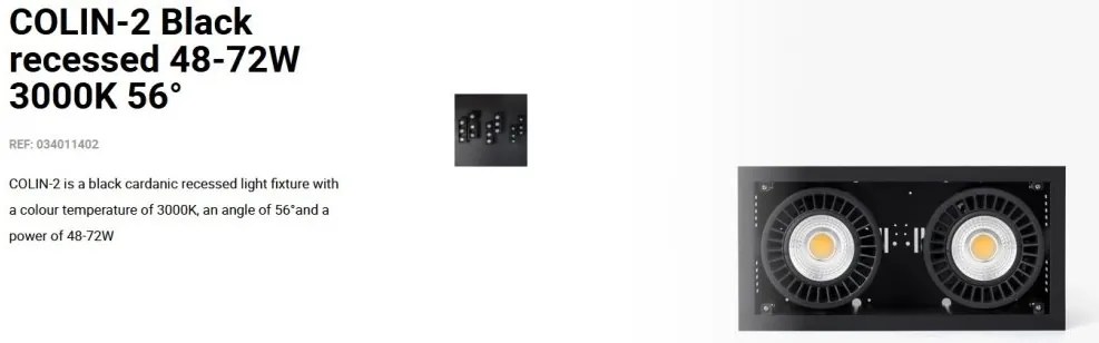 Spot LED incastrabil COLIN-2 Black recessed 48-72W 3000K 56°