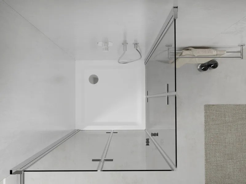 Mexen Lima Duo cabină de duș pliabilă 90 x 90 cm, transparentă, crom + cadă Flat - 856-090-090-01-02-4010