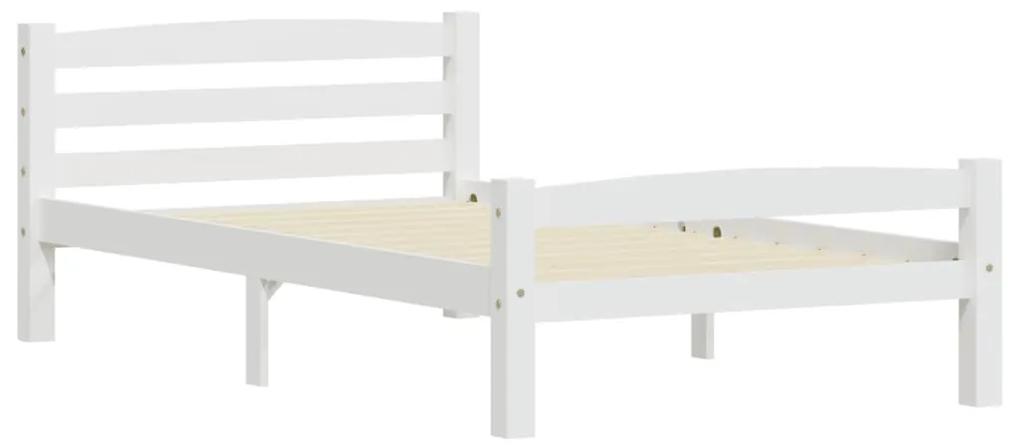 3060486 vidaXL Cadru de pat cu 2 sertare, alb, 90x200 cm, lemn masiv pin