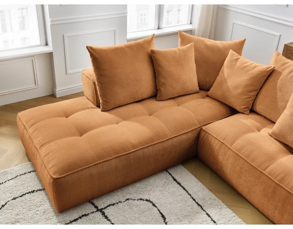 Colțar galben muștar cu tapițerie din chenille (cu colț pe partea dreaptă/în formă de ”L”) Whesley – Bobochic Paris