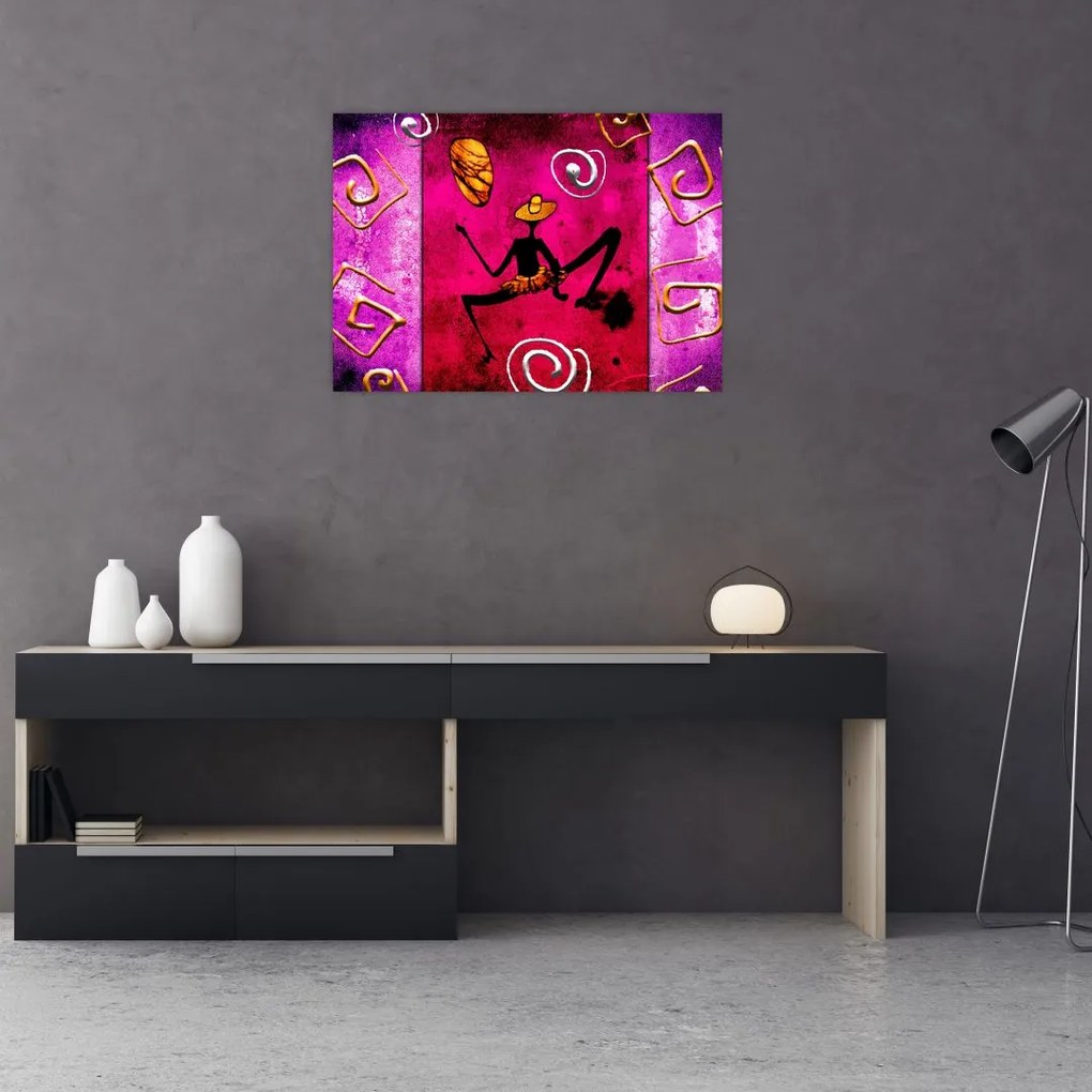 Tablou pe sticlă picturii istorice pe perete (70x50 cm)