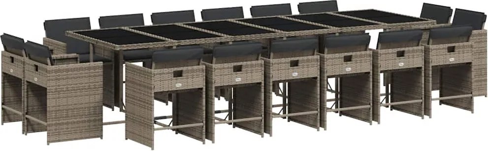 vidaXL Set mobilier de grădină cu perne, 17 piese, gri, poliratan