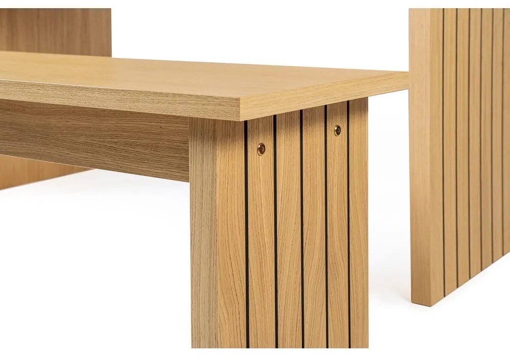 Masă de dining cu blat cu aspect de lemn de stejar 90x160 cm Stripe – Woodman