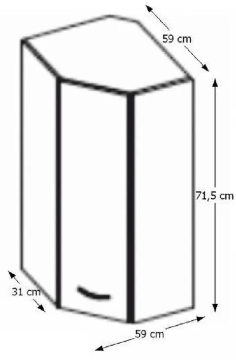 Zondo Dulap superior de bucătărie, de colț 60/60 N G-72 Pleitton (crem lucios). 788641