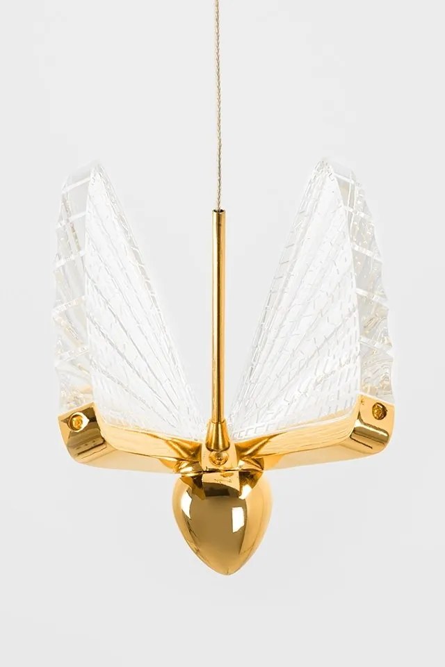 Lustra cu 5 pendule LED design modern Fluture 5 auriu