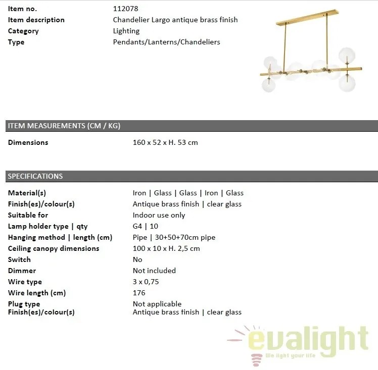 Lustra design LUX lungime 160cm, Largo alama antic 112078 HZ