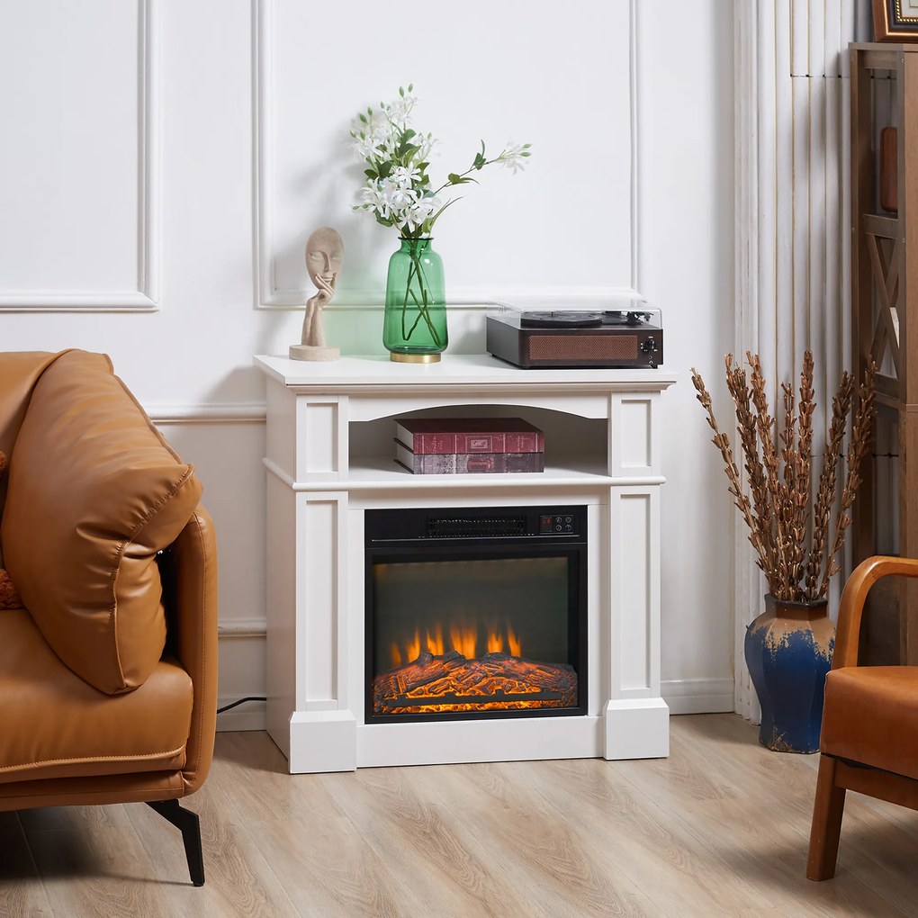 HOMCOM Șemineu Electric 1800W cu Efect de Flacără Reglabilă, Telecomandă și Timer | Aosom Romania