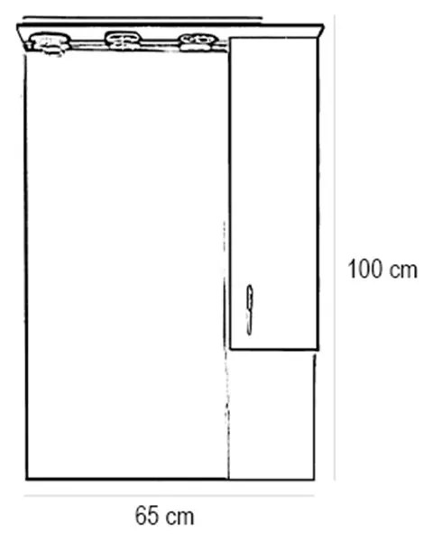 Dulap suspendat pentru baie Bianca Plus 65, culoare stejar sonoma, deschidere pe dreapta