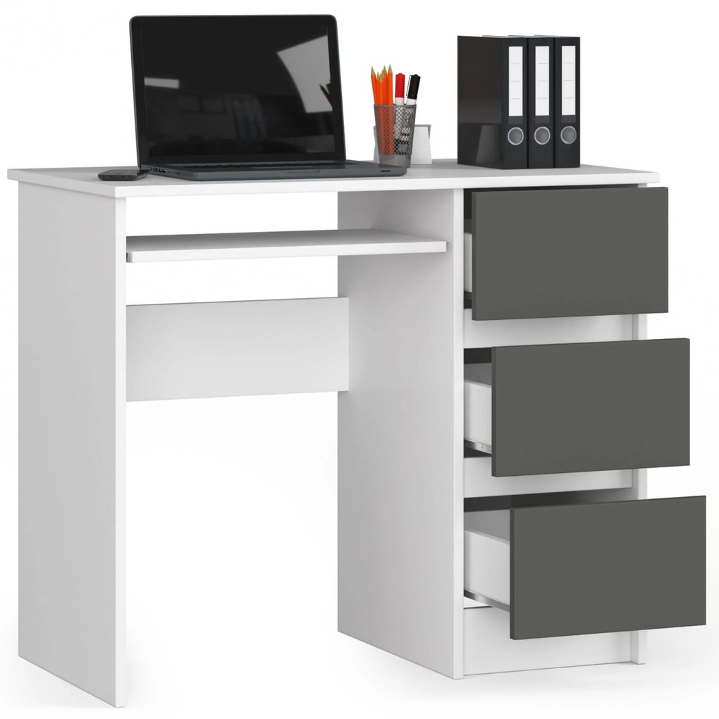 Masă PC Benicio (Alb + grafit gri) (D). Promo -32%. 1070847
