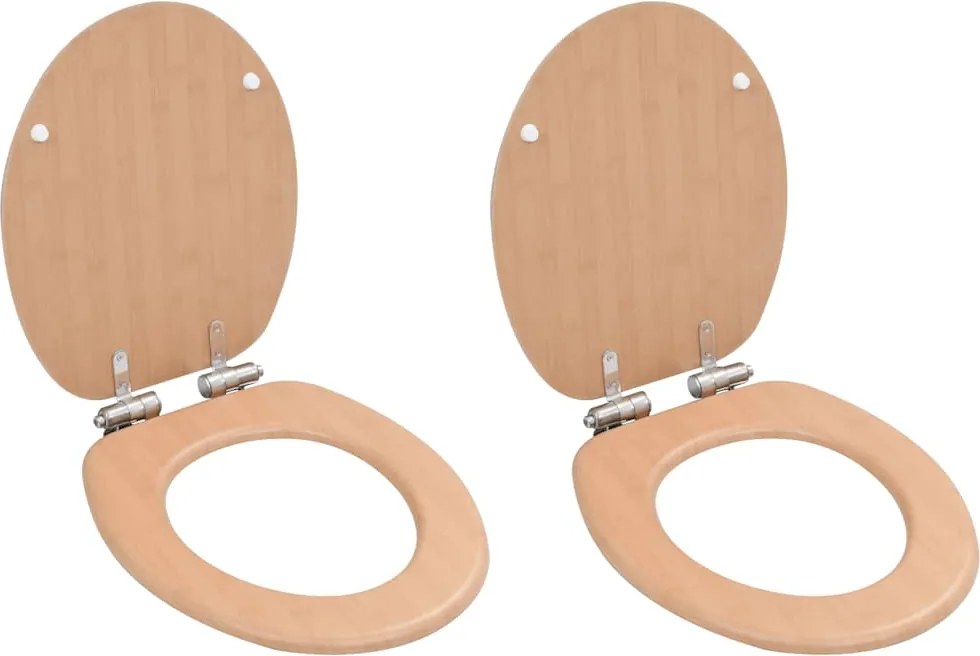 vidaXL Capace WC cu închidere silențioasă, 2 buc., MDF, design bambus