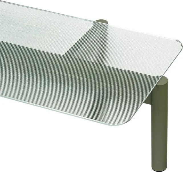 Măsuță de cafea verde cu blat din sticlă 55x105 cm Kob – noo.ma