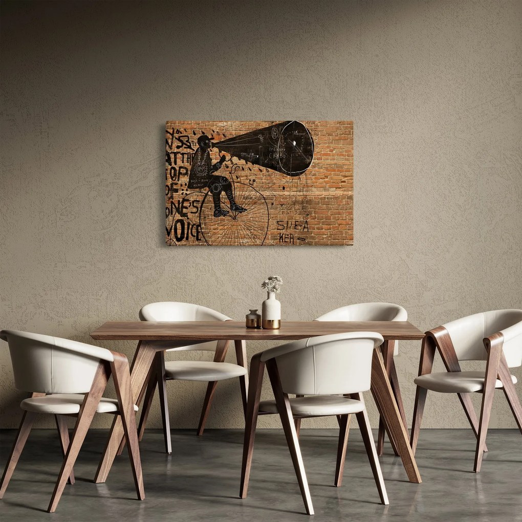 Tablou - Barbat cu biciclete stil Bansky (90x60 cm)
