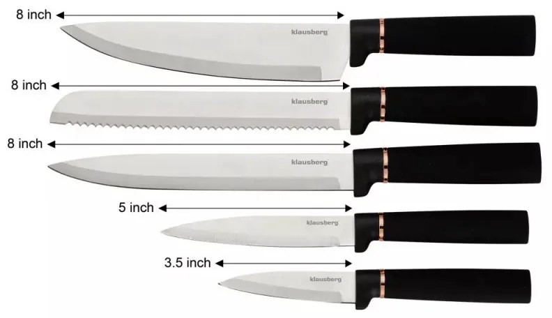 Set cutite, tocatoare si suport Klausberg KB 7834, 10 piese, 5 cutite, 4 tocatoare, Suport, Negru