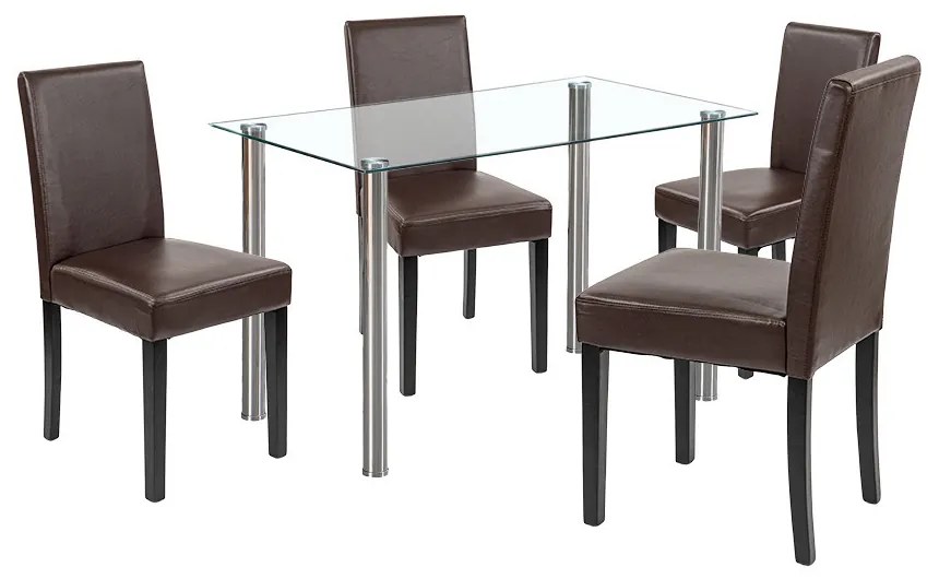 Set de masă Karin 4+1 alb-maro