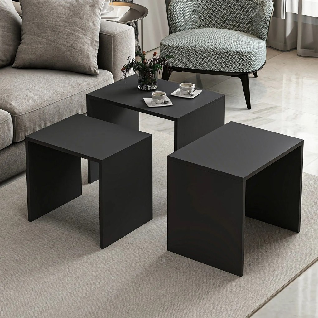Masuta de cafea set (3 bucăți) Alya - Anthracite