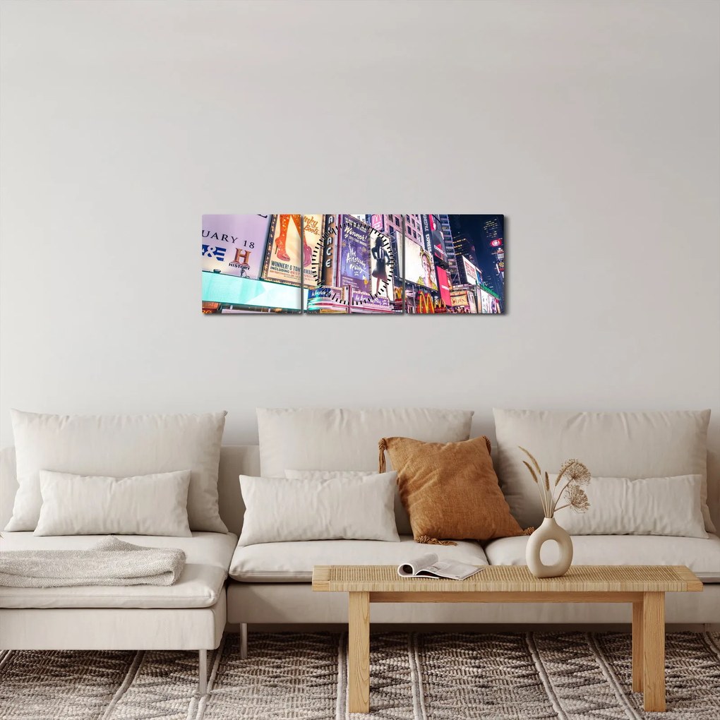 Tablou - New York Theather District (cu ceas) (90x30 cm)
