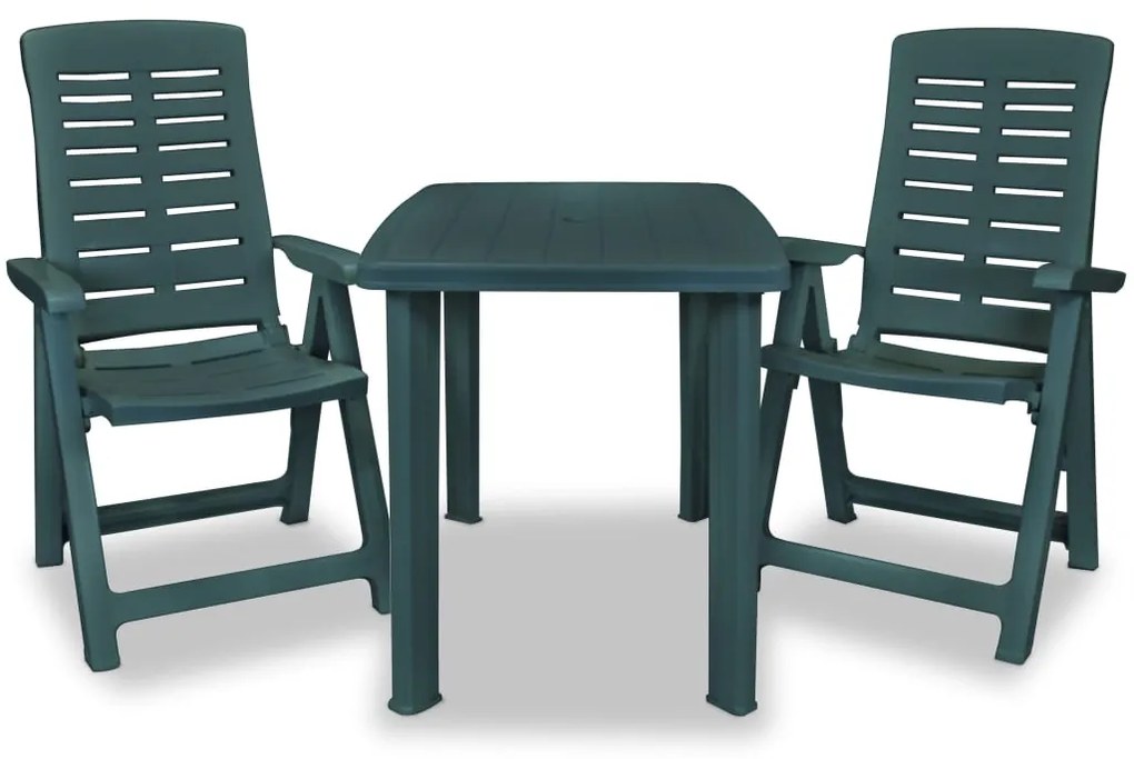 Set mobilier bistro, 3 piese, verde, plastic Verde, 3