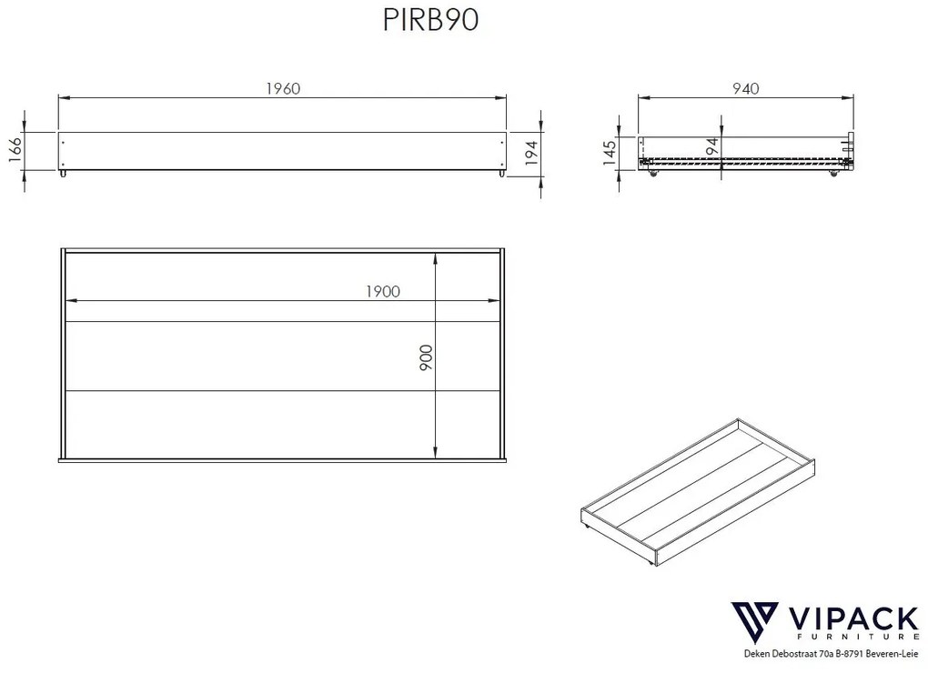 PINO Pat copii supraetajat (h140cm) cu 2 sertare.