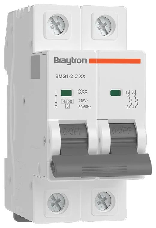 Siguranta automata 2P, 6A, curba de declansare C, capacitate de rupere 4.5kA, Braytron