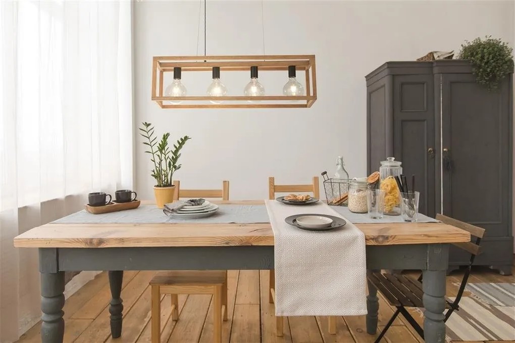 Lustra din lemn design rustic industrial Square 4L