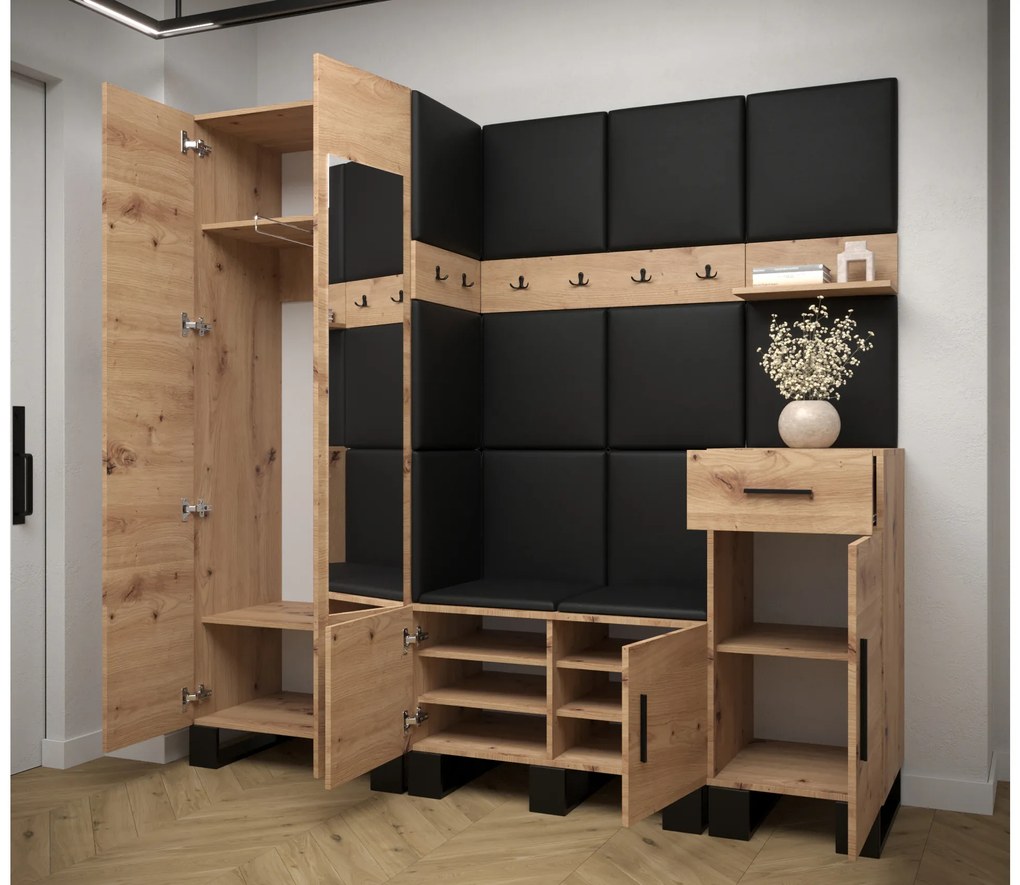 Set mobilier pentru hol Amanda 13 (Stejar artisan + roz). 1085966