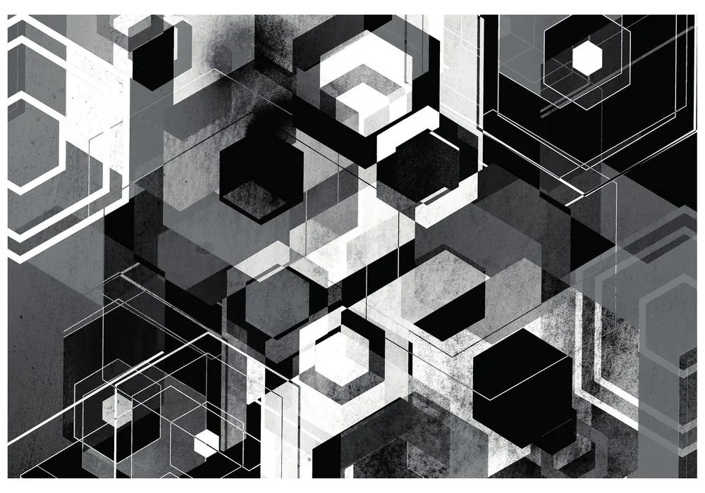 Tapet geometrie în design alb-negru