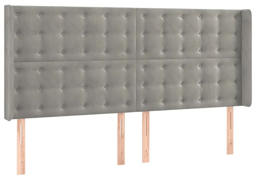 Tablie de pat cu LED, gri deschis, 163x16x118 128 cm, catifea 1, Gri deschis, 163 x 16 x 118 128 cm