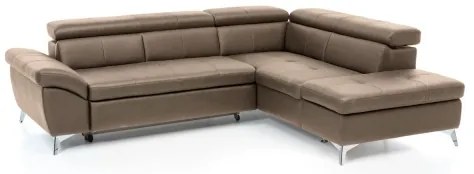 Canapea colțar extensibilă din piele SALERNO II, dreapta, maro