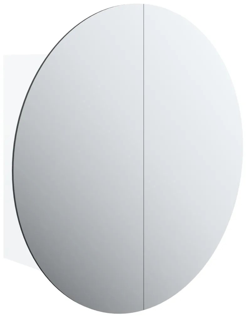 345579 vidaXL Dulap de baie cu oglindă rotundă și LED, alb, 40x40x17,5 cm