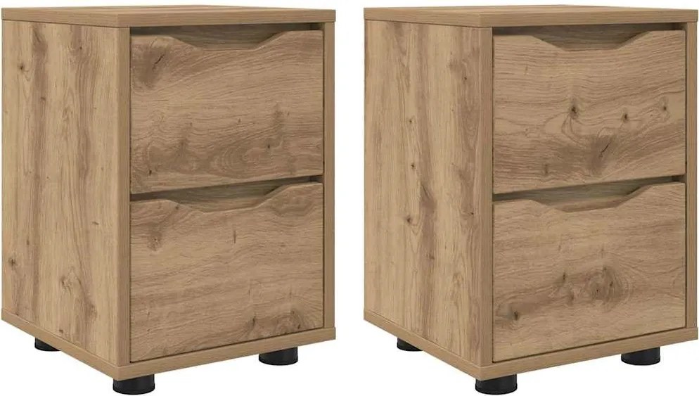 vidaXL Mese de noptieră 2 pcs Stejar Artizanal 30,5 x 30 x 43 cm