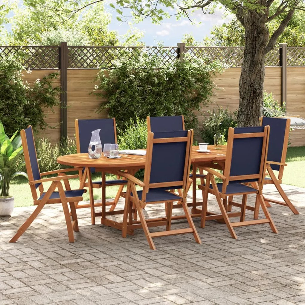 vidaXL Set mobilier de grădină, 7 piese, lemn masiv acacia/textilenă
