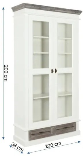 Vitrina Cu 2 Usi Si 2 Sertare Cabana Alb Si Antracite, 100 Cm
