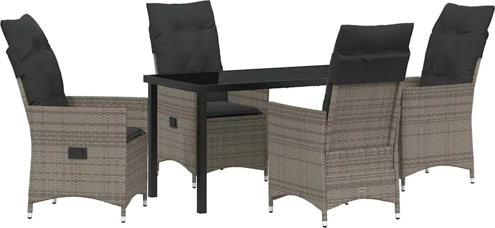 vidaXL Set de masă pentru grădină cu pernă 5 pcs Gri poliratan