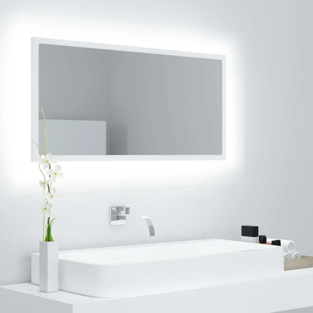 804932 vidaXL Oglindă de baie cu LED, alb, 90x8,5x37 cm, acril