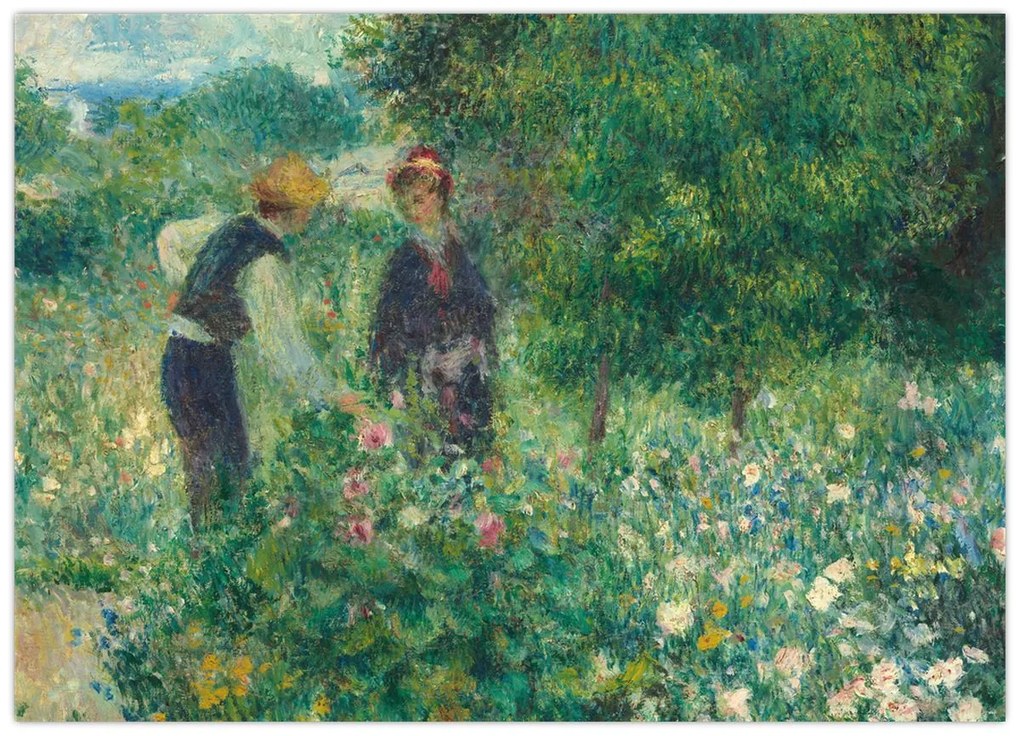 Tablou pe sticlă - Auguste Renoir, Picking Flowers, reproducere (70x50 cm)