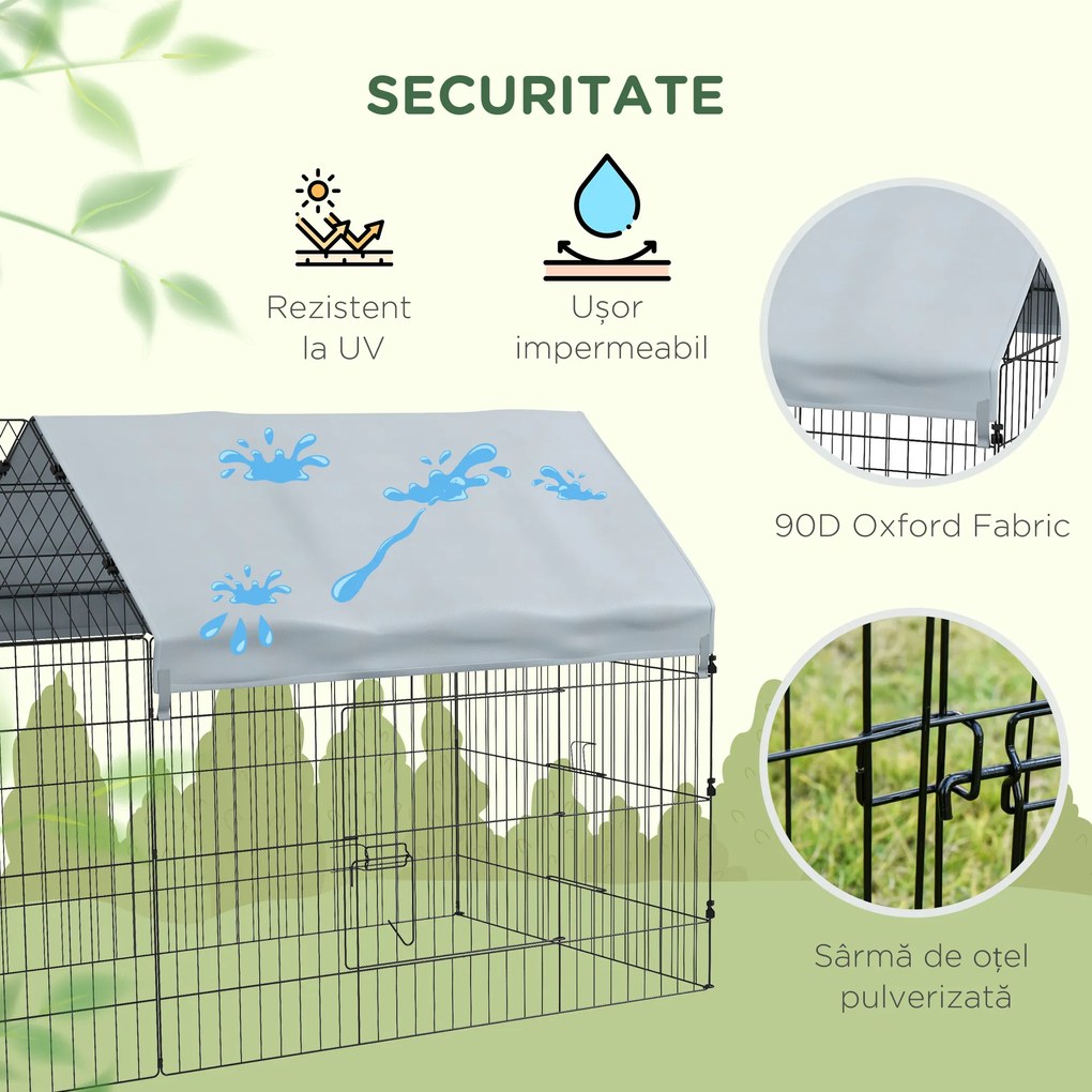 PawHut Cușcă pentru găini cu Acoperiș din Țesătură 220x85x103cm Argintiu | Aosom Romania