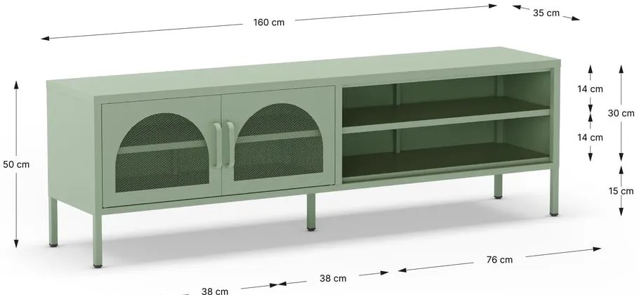 Comodă TV verde-mentă 160x50 cm Diora – Marckeric