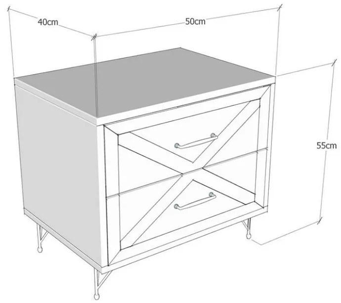 Noptiera PWF-0279 Gri Inchis 50x40x55 cm