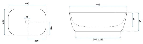 REA-U8907 - Lavoar pentru blat BELINDA 33,5x46,5 cm ceramică/negru/decor marmură