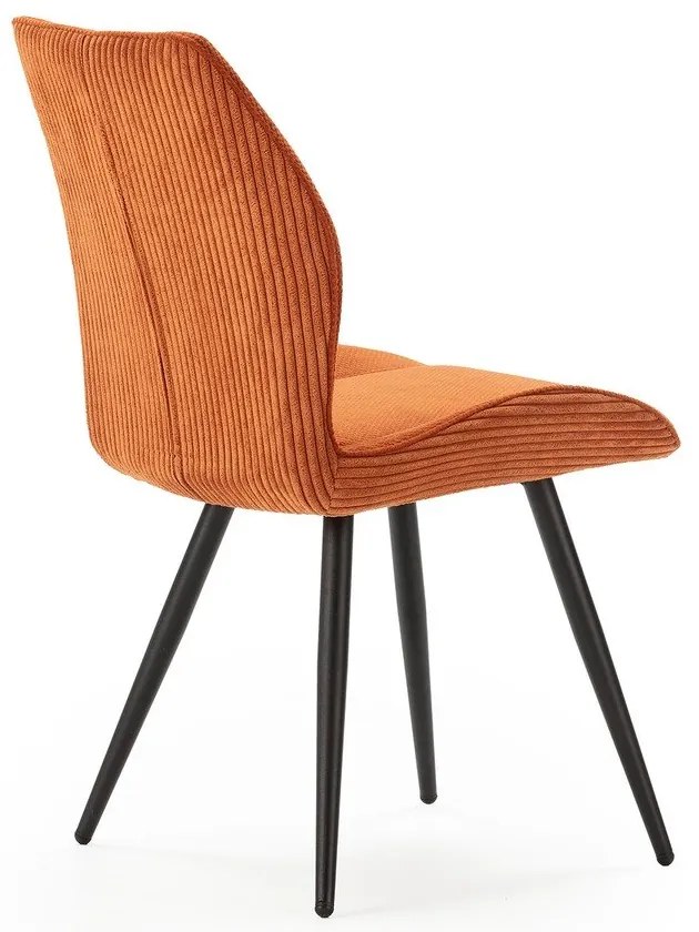 Scaune de dining portocalii 2 buc. din catifea reiată Adaya – Marckeric