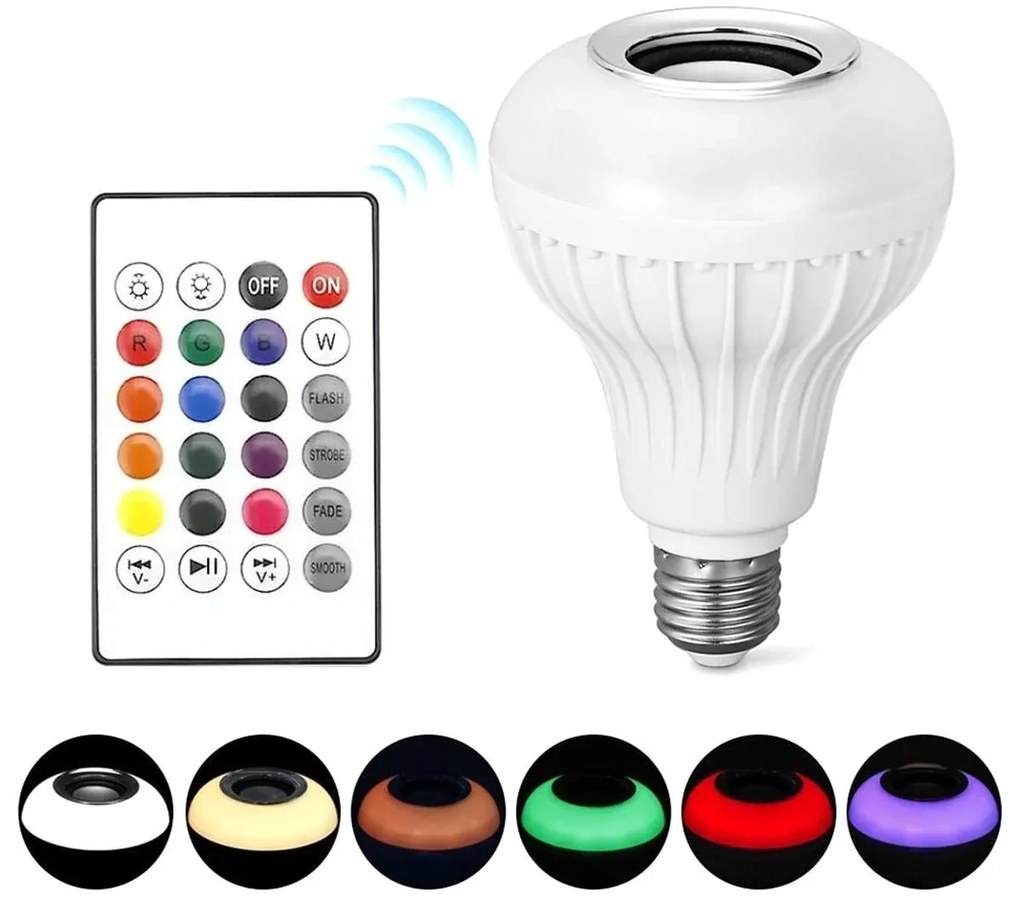 Zaparkorun Bec color LED RGB cu difuzor Bluetooth