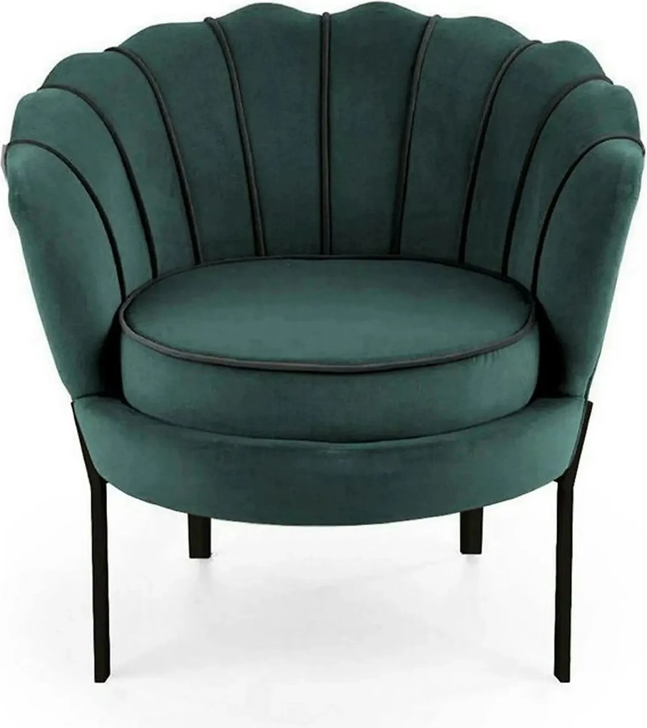 Fotoliu ANGELO, verde/negru, stofa catifelata/otel, 73x73x75 cm