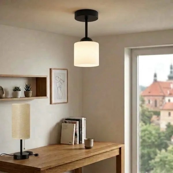 BRILAGI - LED Lustră aplicată RETRO GLASS 1xE27/60W/230V Ø 10 cm negru/alb