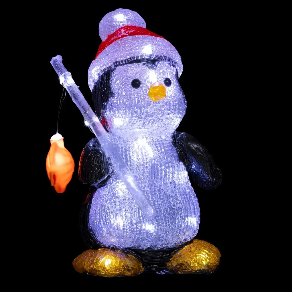 Ornament luminos de exterior, pinguin acrilic, 30 LED-uri