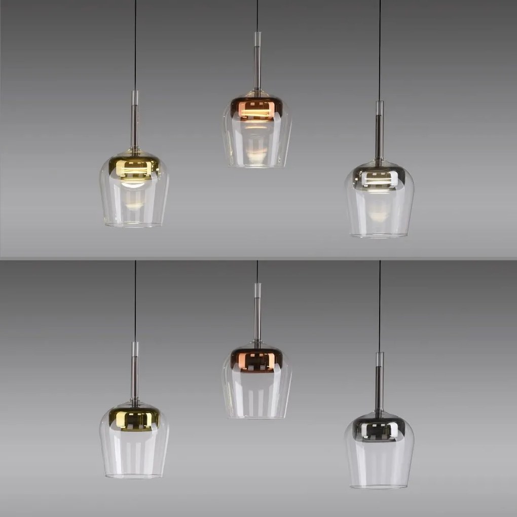 Lustra LED Smart cu Telecomanda, CCT, 3 pendule, Sticla, Multicolor, Q-KON