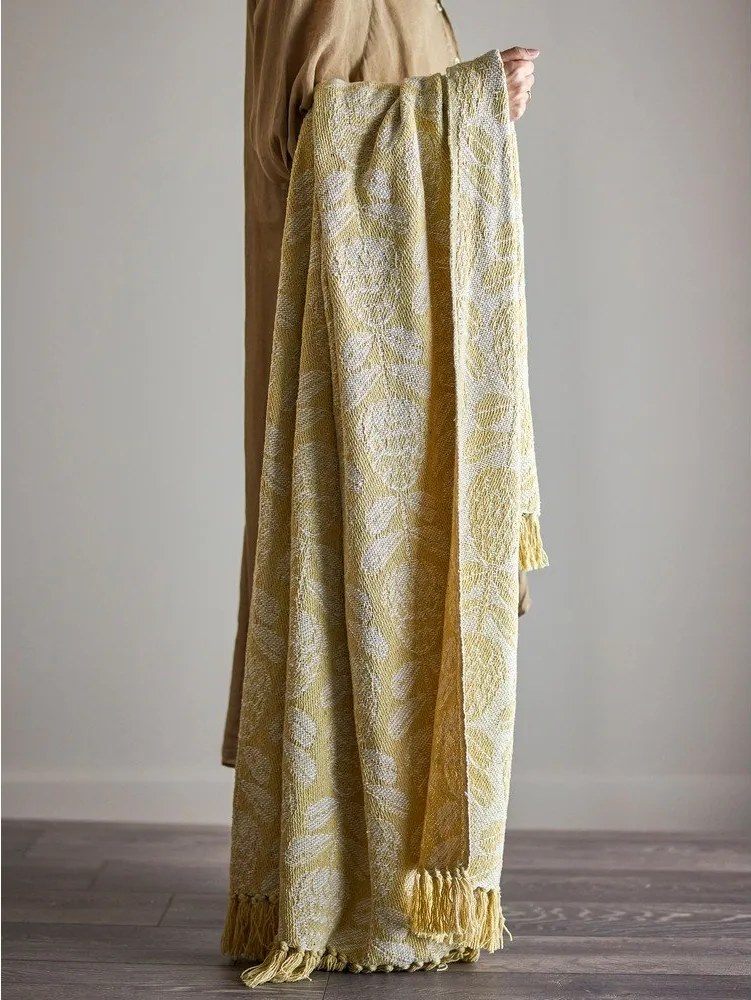 Pătură galbenă din amestec de bumbac 130x155 cm Pratello – Bloomingville