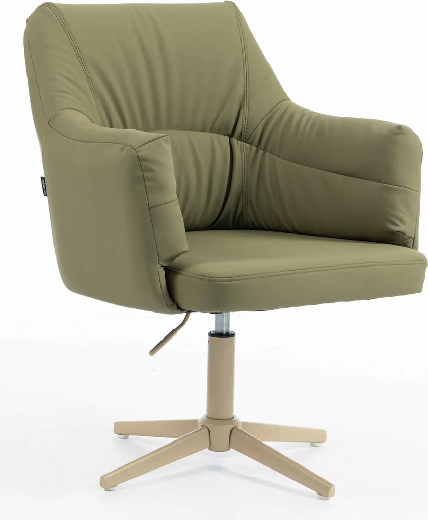 HR840CROSS Scaun Khaki Piele Ecologica Premium Soft cu Bază Crem