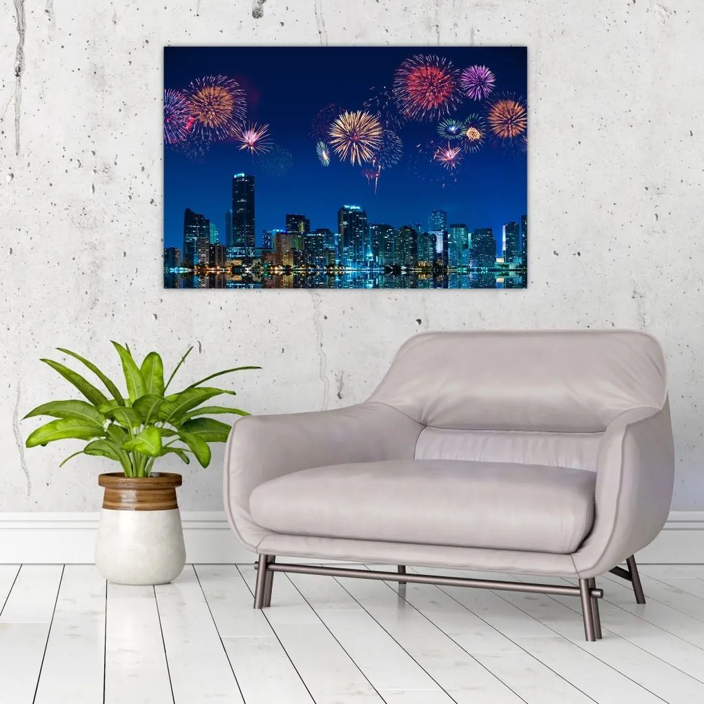 Tablou - Artificii in Miami (90x60 cm)
