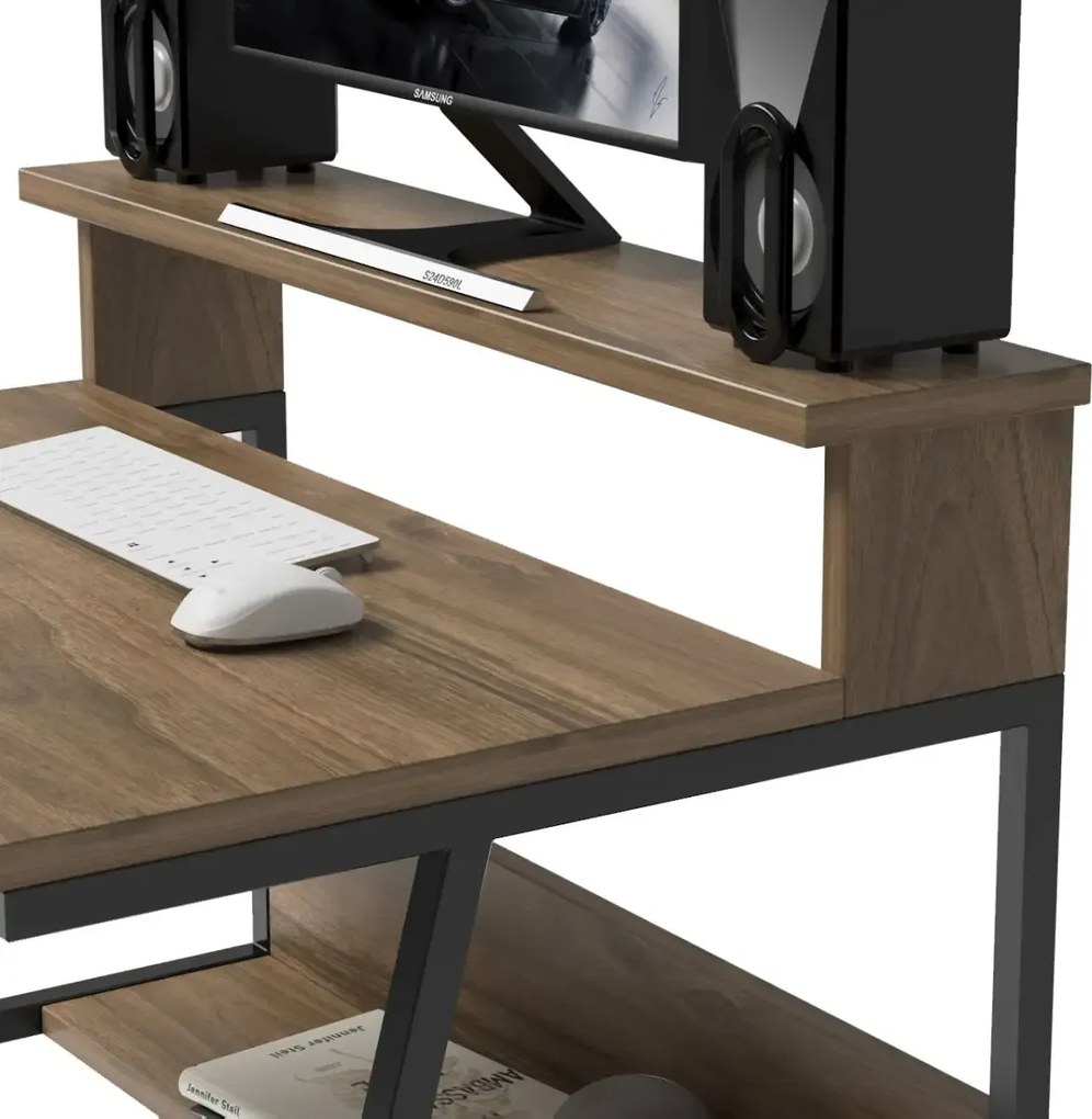 Birou/masa PC, Hodor Homs, nuc/negru,86x70x50 cm